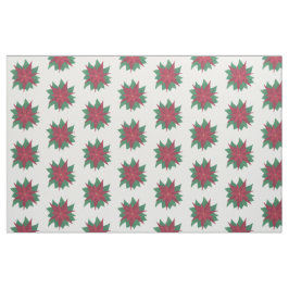 Red White Grönt Poinsettias jul Fabric Tyg