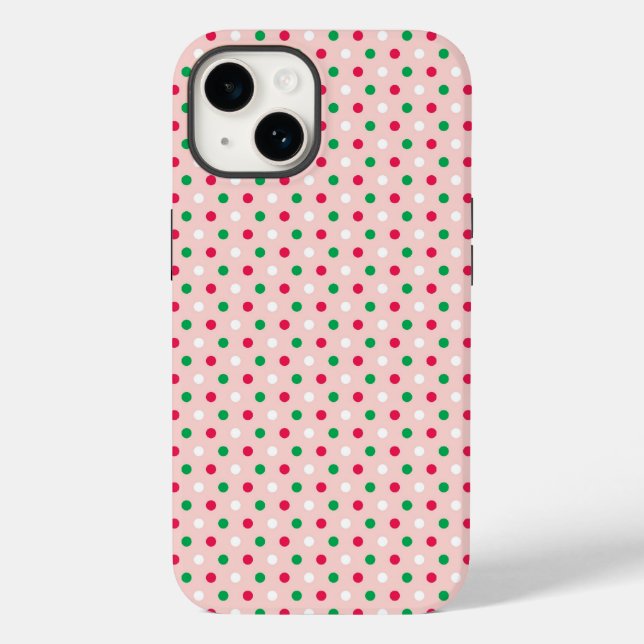 Red, White & Grönt Polka dots Phone Case (Baksida)