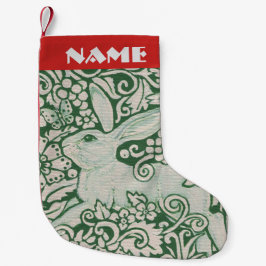 Red White Grönt Rabbit Stocking Personalize Folk Liten Julstrumpa