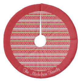 Red White Grönt Sticka Sweater Mönster Personlig Julgransmatta Fleece