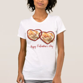 Red White Guld Heart Modern Alla hjärtans dag T Shirt