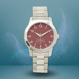 Red White Guld Monogram Namn Armbandsur