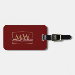 Red White Guld Monogram Namn Bagagebricka