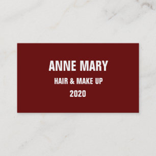 Red White Hair och make-up Snyggt Modern Burgundy Visitkort