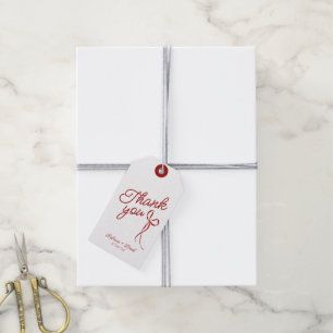 Red & White Hand plockade Bow Bröllop Gift Märkre Presentetikett