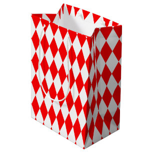 Red White Harlequin Diamonds Checkerss Design