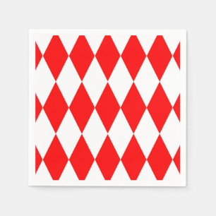 Red White Harlequin Diamonds Checkerss Design Pappersservett