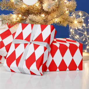Red White Harlequin Diamonds Checkerss Design Presentpapper