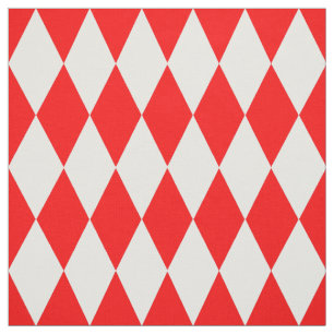 Red White Harlequin Diamonds Checkerss Design Tyg