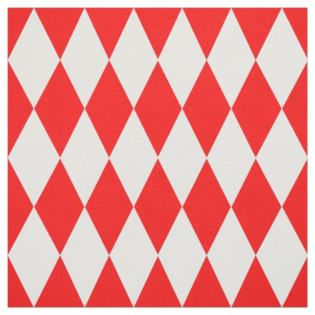 Red White Harlequin Diamonds Checkerss Design Tyg (Provkarta)