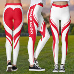 Red White Heart Butt Team Uniform Logotyp CheerLed Leggings<br><div class="desc">Ännu ett djärvt rättesnöre från JessicaAmber - fråga om anpassningsbar! Dessa aktiva slitagebalkar är underbara för mer blygsamma fuskledare. De räknar kurvor i vitt och rött, och ett hjärta på rumpan för att betona ditt tonade figur. Du kan anpassa färg för att matcha ditt team färg! På ben sida kan...</div>