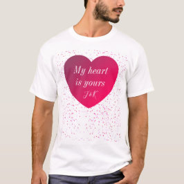 Red White Heart Modern Valentines day Manar T-Shir T Shirt