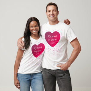 Red White Heart Modern Valentines day Manar T-Shir T Shirt