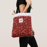 Red White Heart Mönster Monogram Tote Bag Tygkasse<br><div class="desc">Ett sött monogram hjärta mönster i väskan. Gör en underbar present till alla hjärtans dag.</div>