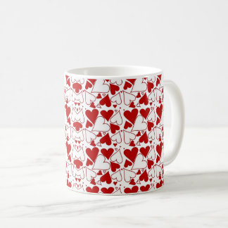 Red & White Heart Pattern Love-Themed Kaffemugg