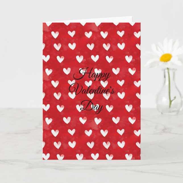 Red White Hearts Love Valentine's day Kort (Liten växt)