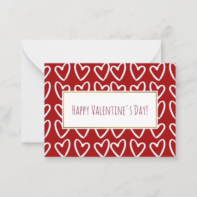 Red & White Hearts Valentine Cards 100-pack Anteckningskort (Framsida)