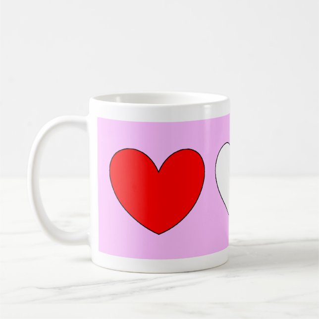 Red White Hearts Valentines day 4Derek Kaffemugg (Vänster)