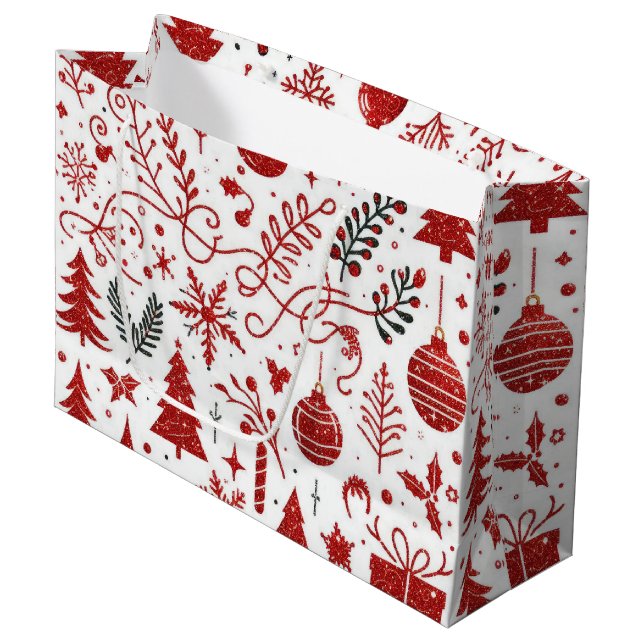 Red White Helgdag Gift Bag (Framsidan Vinklad)