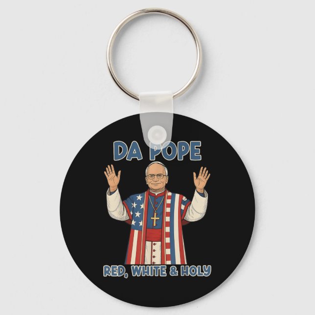 Red White Heliga Da Pope from America Chicago Pope Nyckelring (Framsida)