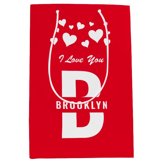 Red White Hipster Monogram Grattis Alla hjärtans d (Framsidan)