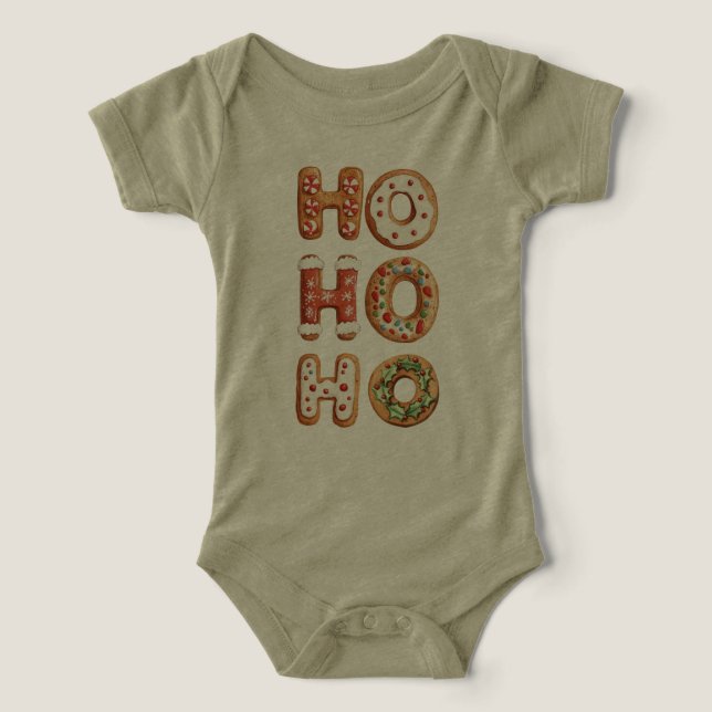 Red White Ho Ho Ho Gingeregentligen Cookie-jul T Shirt (Design Framsida)