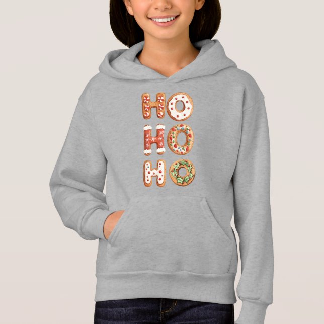 Red White Ho Ho Ho Gingeregentligen Cookie-jul T Shirt (Framsida)
