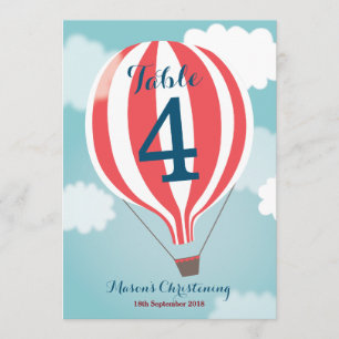 Red White Hot Air Balloon Table Number Card Inbjudningar