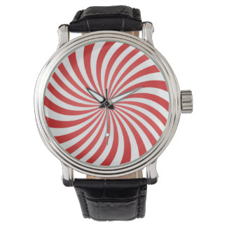 Red & White Hypnotic Rand Watch Armbandsur