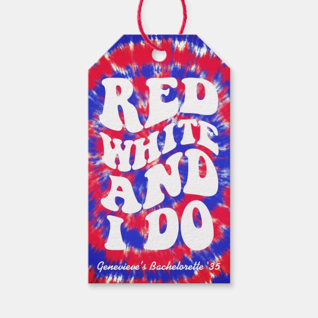 Red White I Do 4:e juli-partiet Presentetikett (Framsidan)