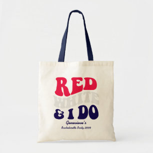Red White I Do Amerikansk Retro Text Sällskapsre Tygkasse