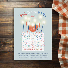 Red White I gör BBQ Couples Shower Inbjudningar