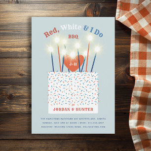 Red White I gör BBQ Couples Shower Inbjudningar