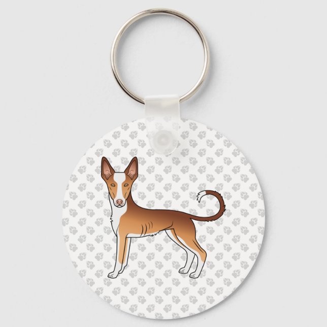 Red & White Ibizan Hound Smooth Jackar Hund och Ta Nyckelring (Framsida)