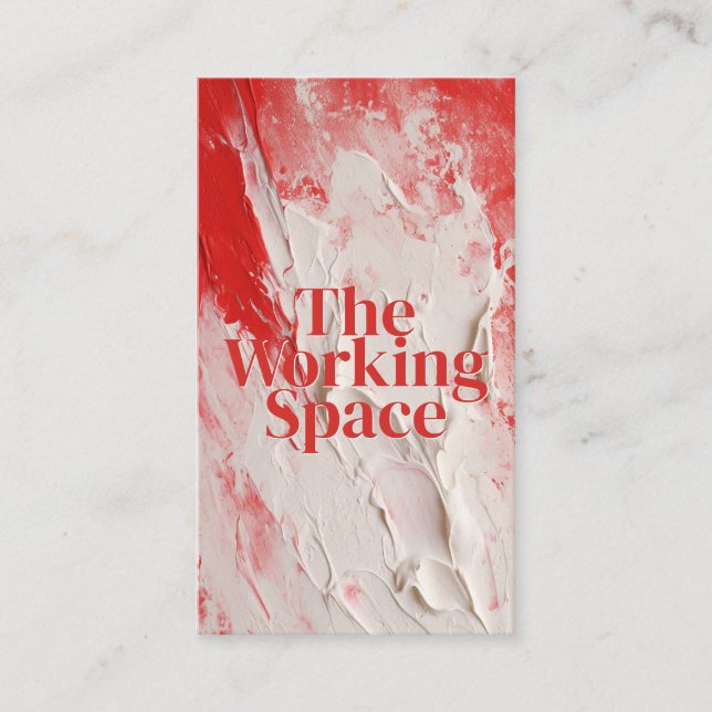 Red White Impasto Painting Stil Visitkort (Framsida)