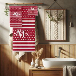 Red White Independence day Stars & Rand Monogram