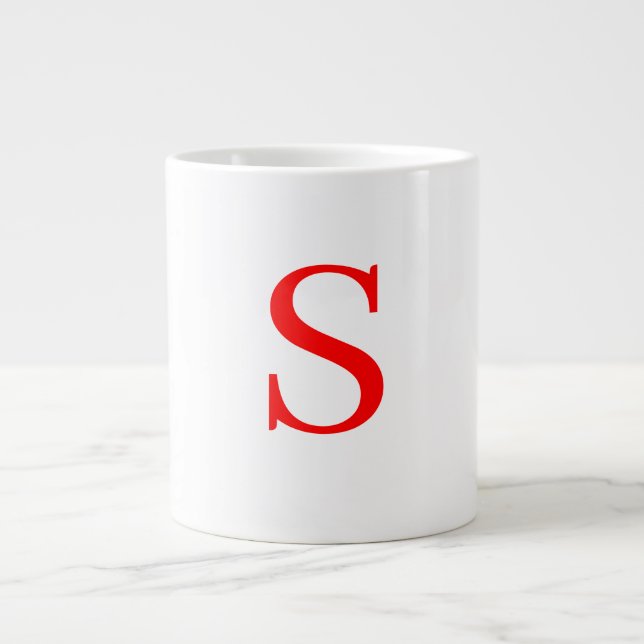 Red & White Initial Brev Monogrammed Plain Jumbo Mugg (Framsidan)