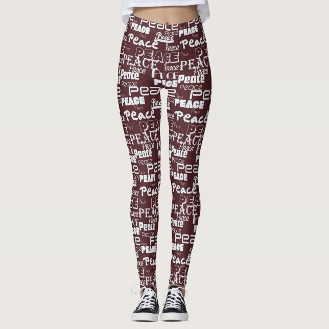 Red White Inspirational Peace-jul Leggings (Framsida)