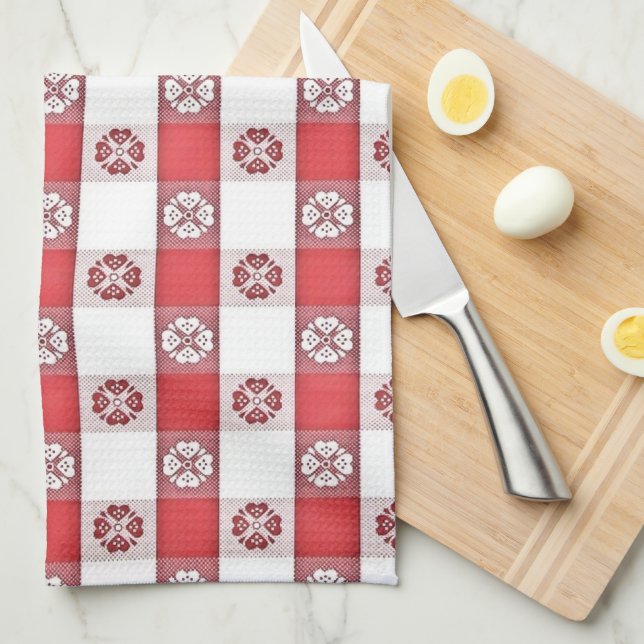 Red White Italy Tablecloth Print Kökshandduk (Vikt i Fjärdedel)