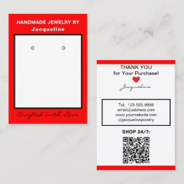 Red White Jewelry Earrings Website QR Code Visitkort