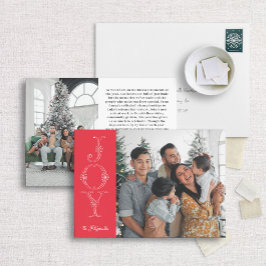 Red & White Joy Calligraphy Photo jul Card Julkort