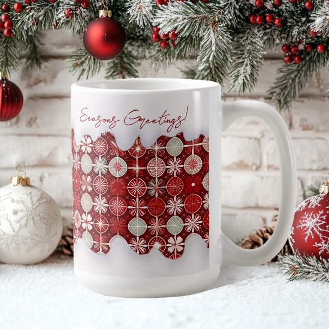Red White jul Candy Mönster#13 ID1009 Kaffemugg (Skapare uppladdad)