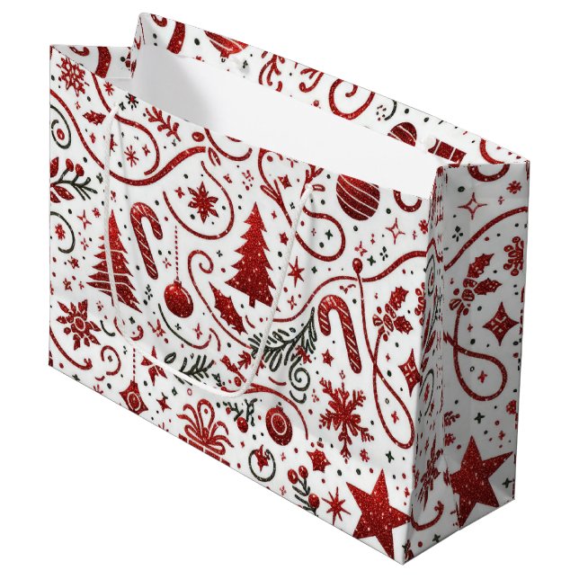 Red White jul Gift Bag (Framsidan Vinklad)