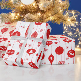 Red White jul Ornament Bauble Mönster Presentpapper