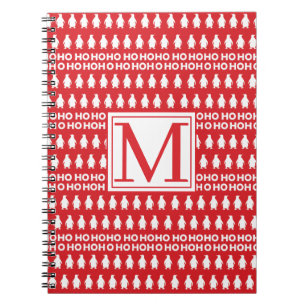 Red White jul Penguins HOHOHO Monogram Anteckningsbok