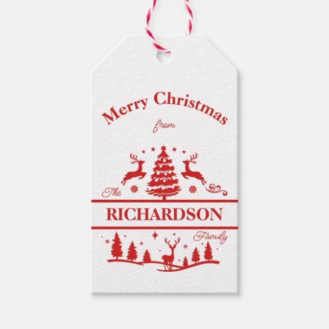 Red White-jul-Personligen Namn Presentetikett (Framsidan)