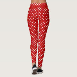 Red & White jul Polka Dot Mönster Long Leggings