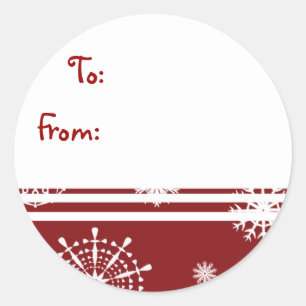 Red White jul Snowflake Gift Märkres Runt Klistermärke