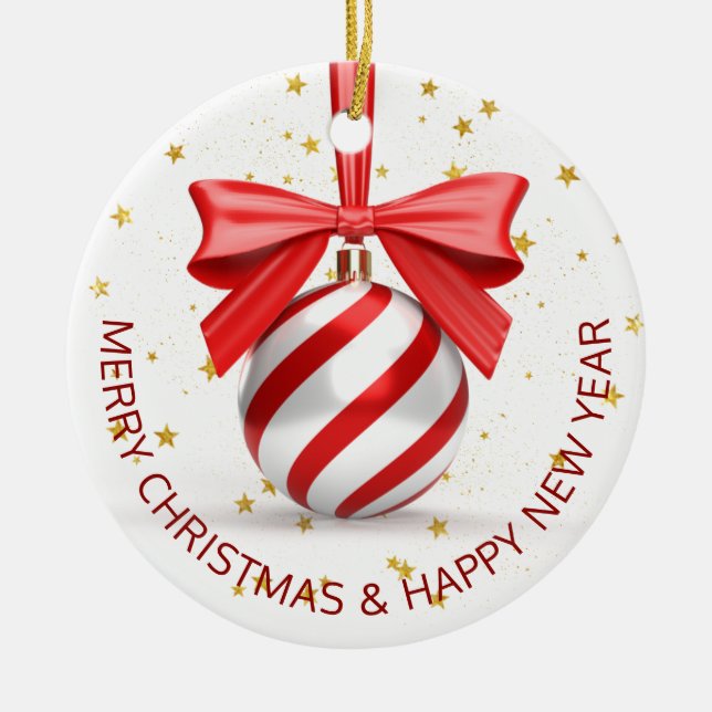 Red White Julbägare, Helgdag Julgransprydnad Keramik (Framsidan)