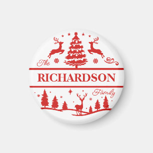 Red White-julfamiljen Namn Personlig Namn Magnet